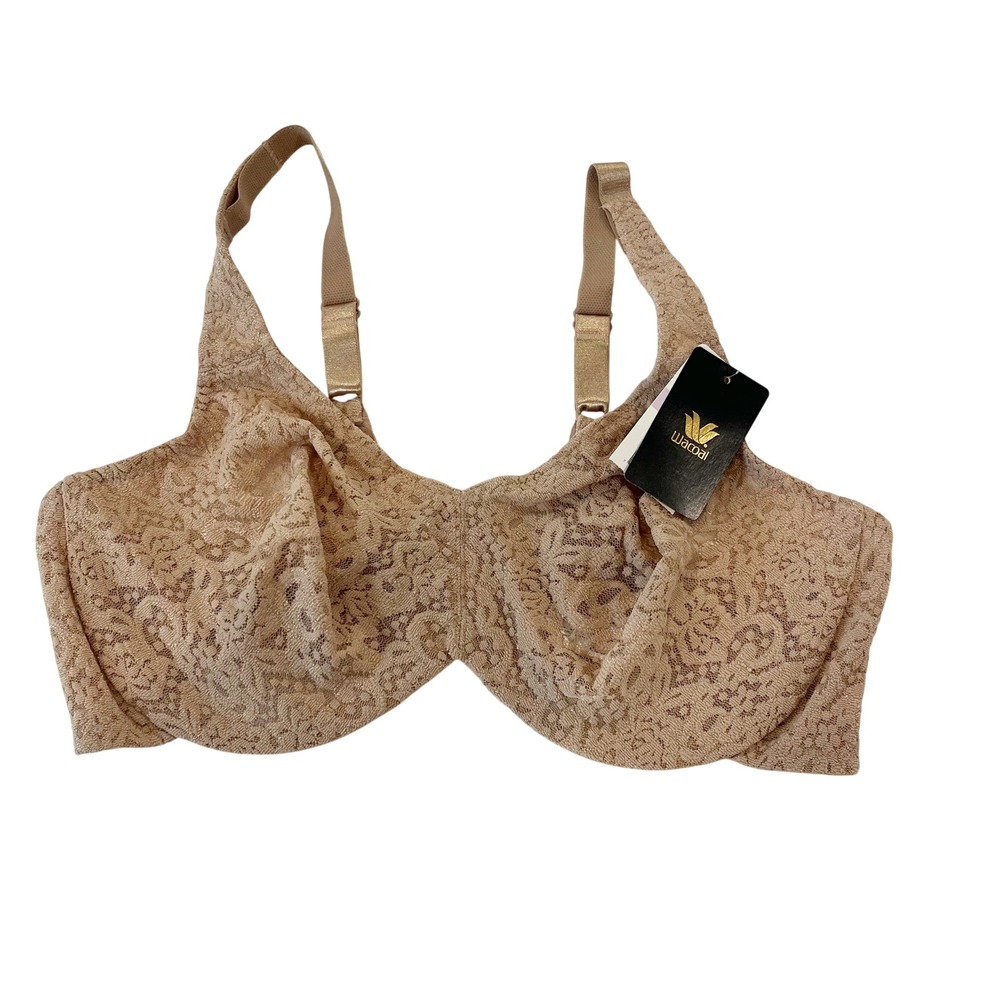 NEW Wacoal Halo Lace Underwire Bra 38D Sand Tan Floral Unlined 65547 NWT